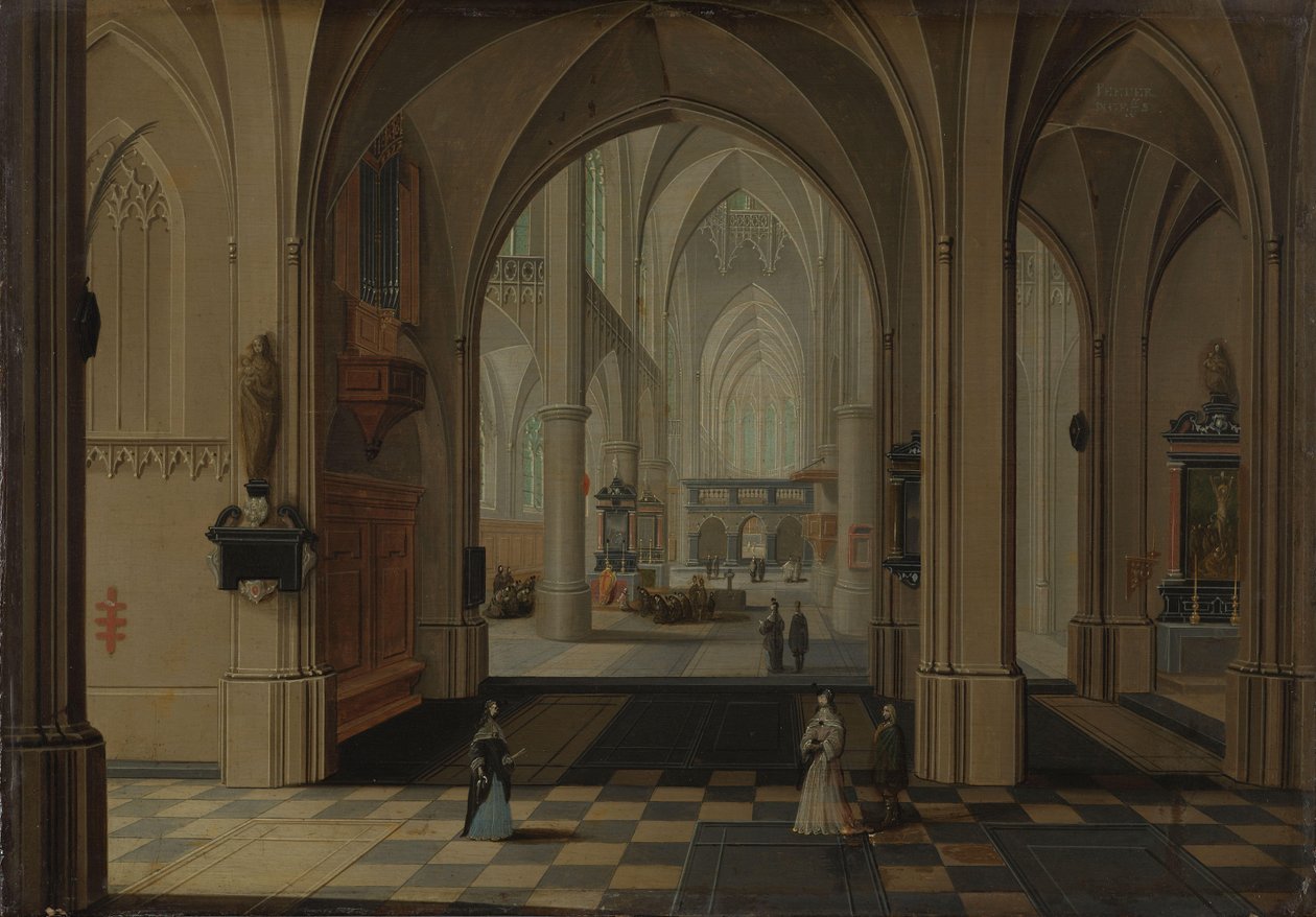 Interno di una chiesa gotica immaginaria, vista verso est da Peeter Neeffs (I)