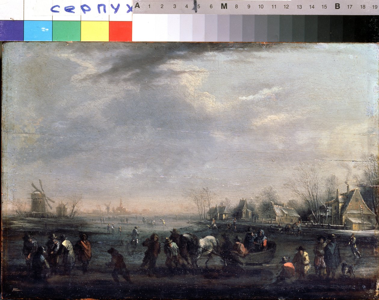 Paesaggio invernale con pattinatori da Peeter or Pieter Bout
