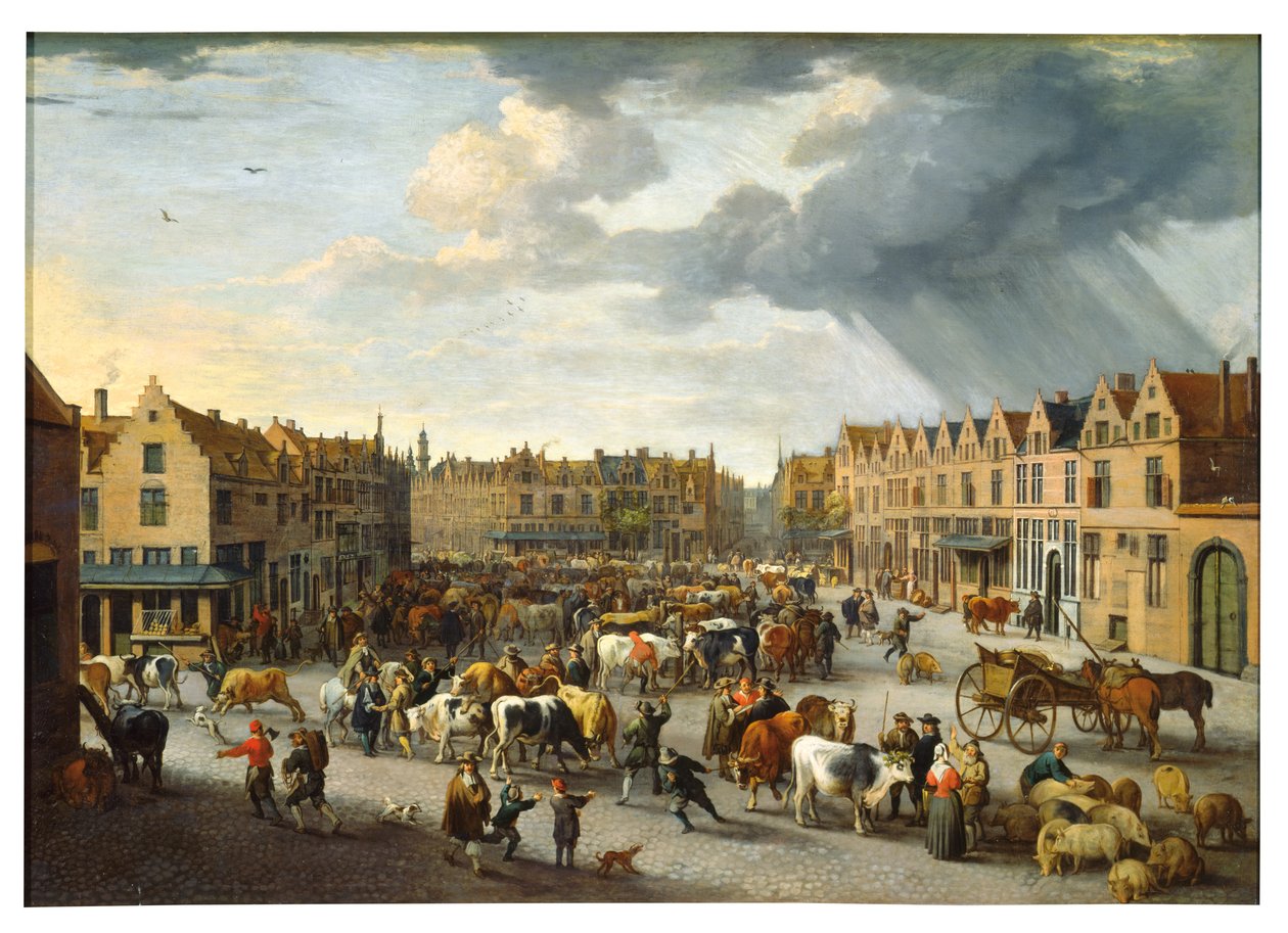 Il vecchio mercato dei buoi ad Anversa da Peeter van Bredael