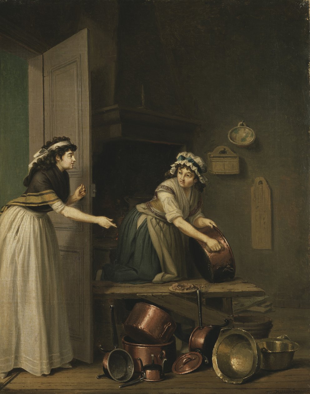 Una donna che lucida pentole di rame da Pehr Hilleström