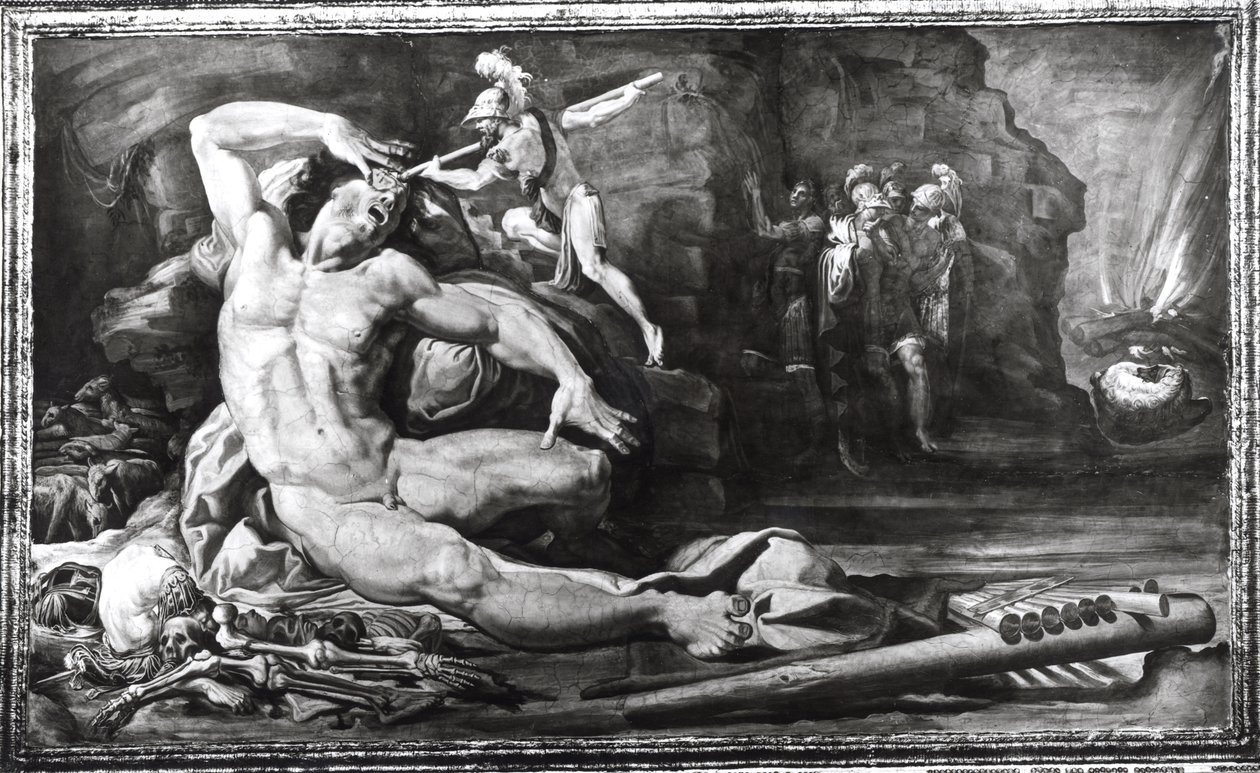 Ulisse acceca Polifemo il Ciclope, fregio che rappresenta scene dalle avventure di Ulisse da Pellegrino Tibaldi
