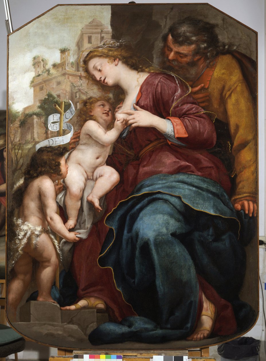La Sacra Famiglia con San Giovanni Battista (olio su tela) da Pellegrino Piola