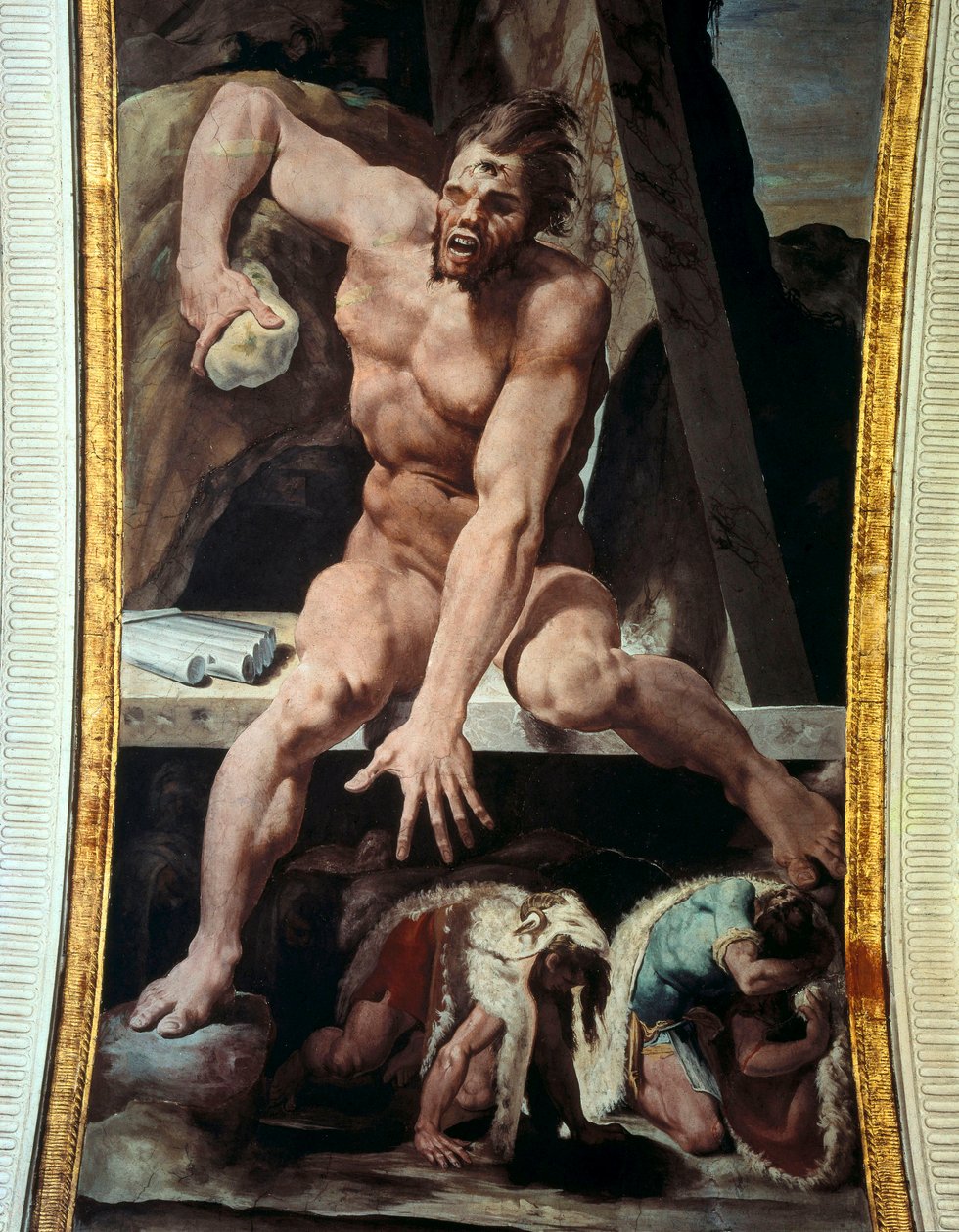 Ulisse e i suoi compagni fuggono dalla tana di Polifemo da Pellegrino Tibaldi