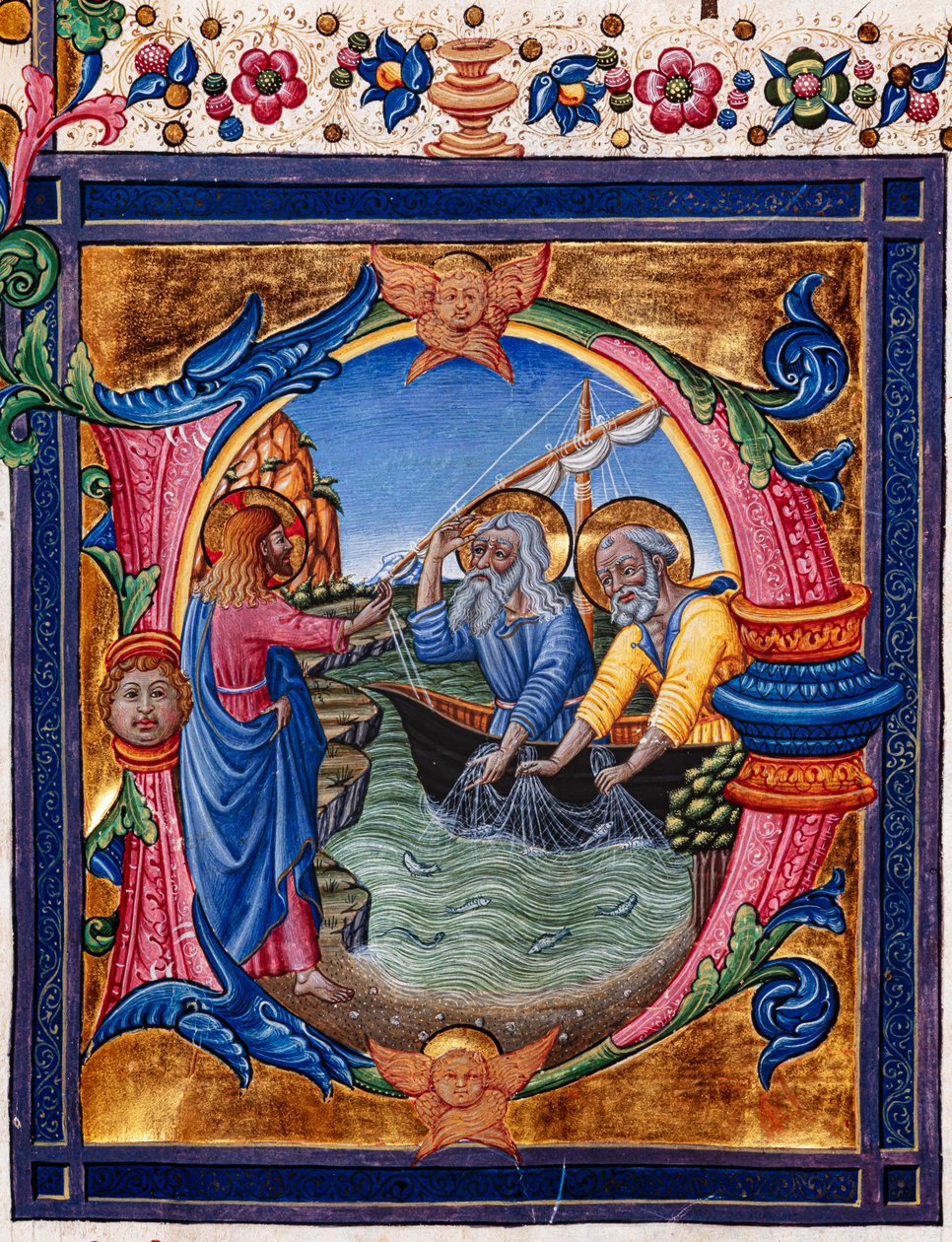 Biblioteca Piccolomini: libro del coro, cod. 11.M, ff. 4r con "Chiamata di San Pietro e Sant