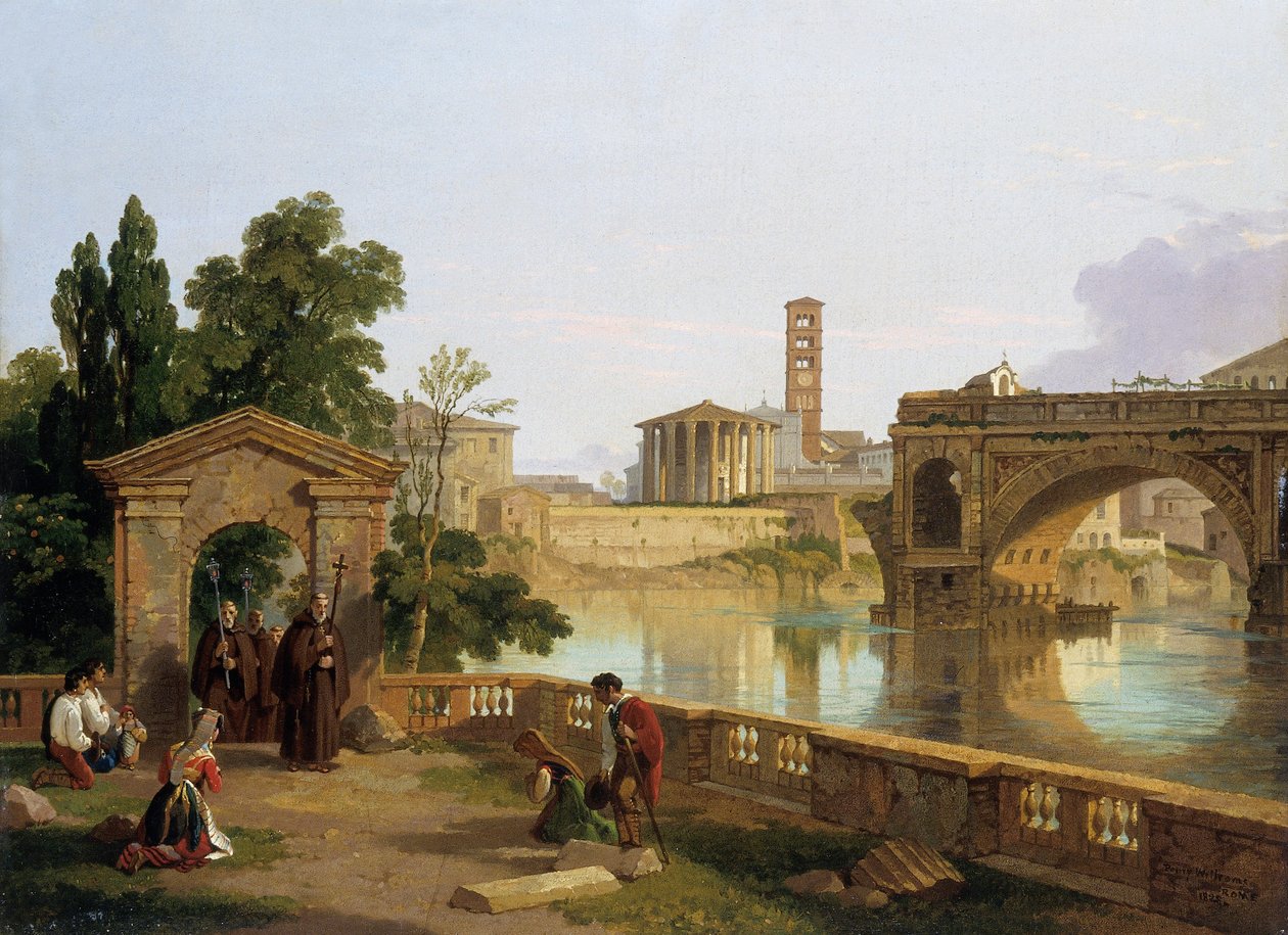 Il Tevere con il tempio di Vesta da Penry Williams