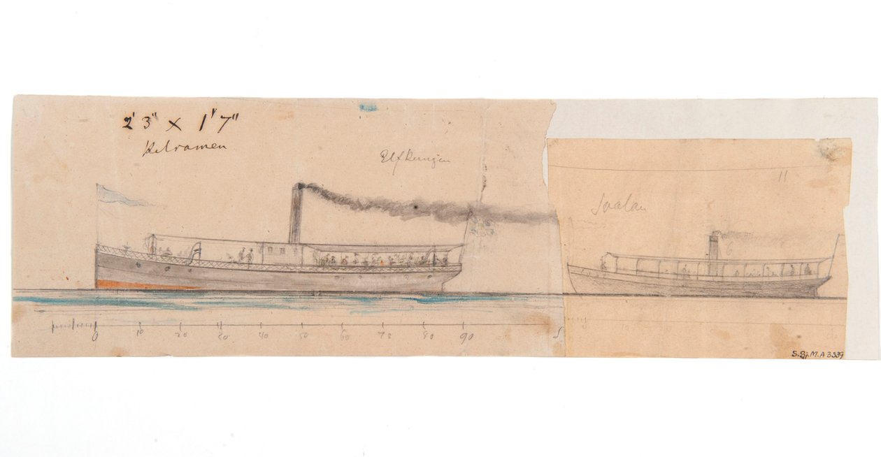 Nave a vapore ELFKUNGEN; Barca a vapore SVALAN da Per Wilhelm Cedergren