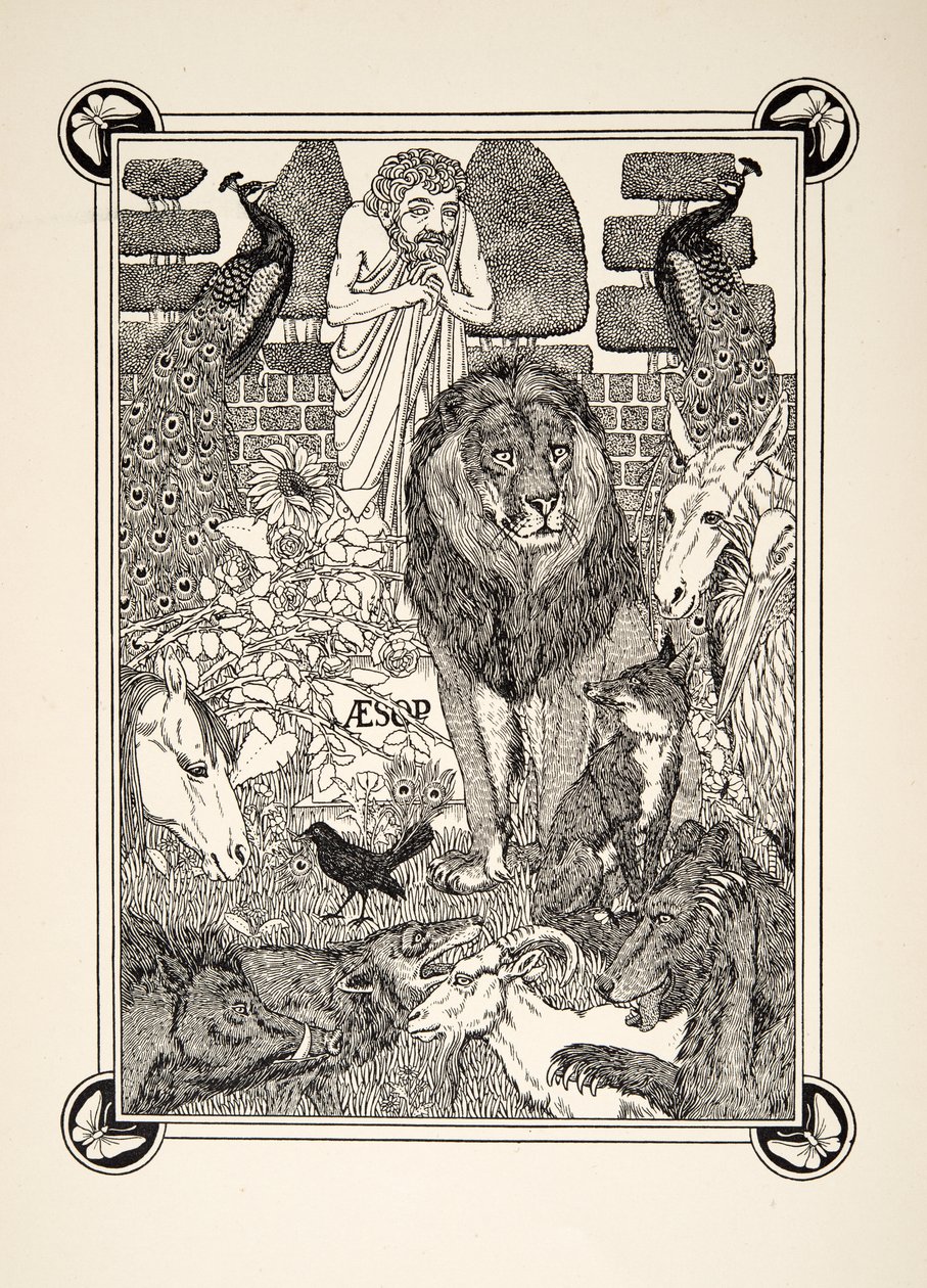 Frontespizio, da Cento favole di Esopo, pub.1903 da Percy J. Billingshurst