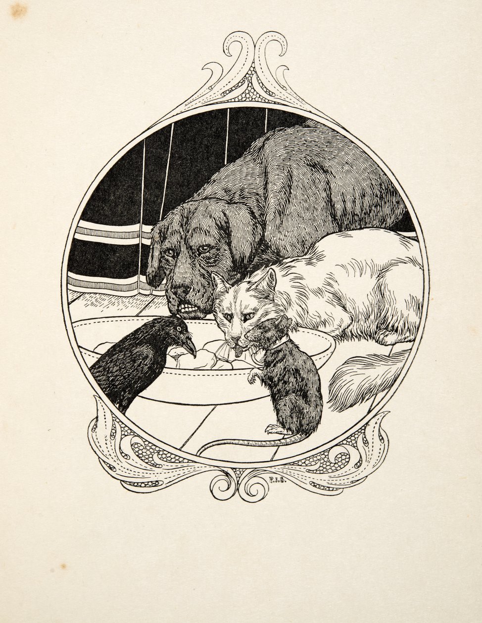 Strana fraternità, da A Hundred Anecdotes of Animals, pub. 1924 da Percy J. Billingshurst