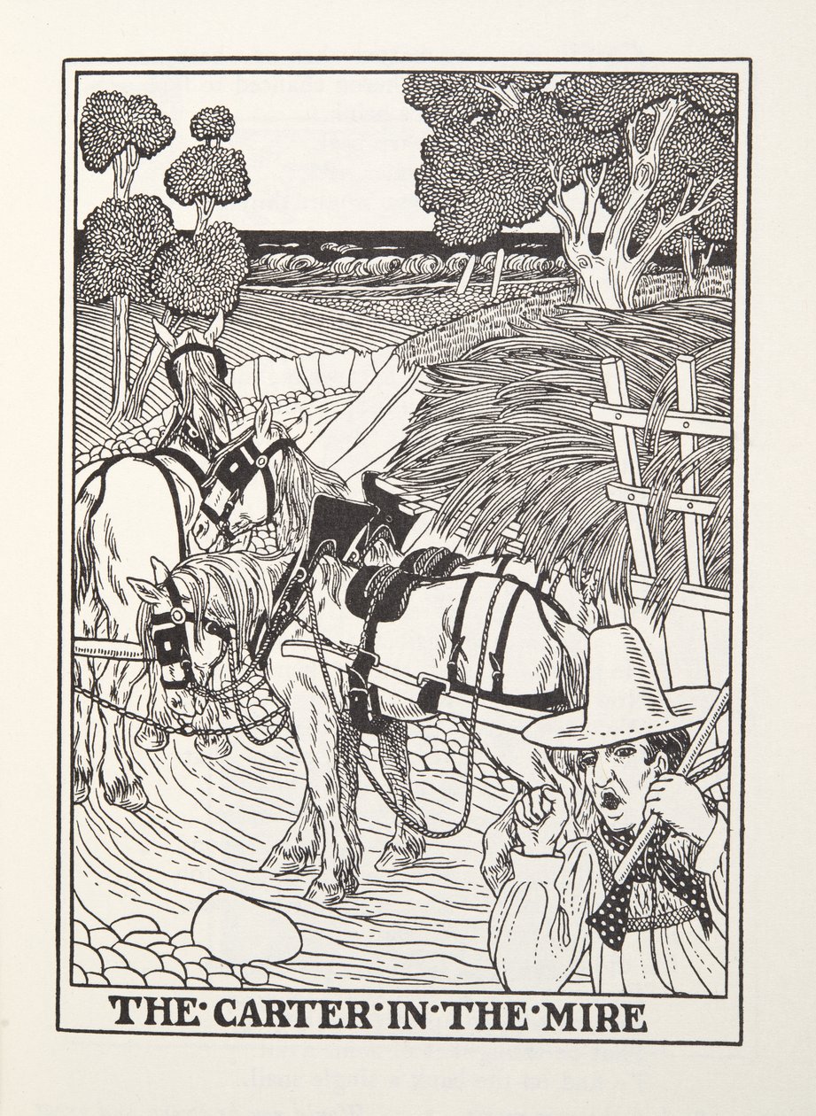 Il Carrettiere nel Fango, da Fontaine Fables, pub. 1905 da Percy J. Billingshurst