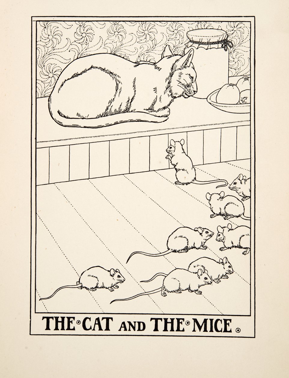 Il gatto e i topi, da Cento favole di Esopo, pub.1903 (incisione) da Percy J. Billingshurst