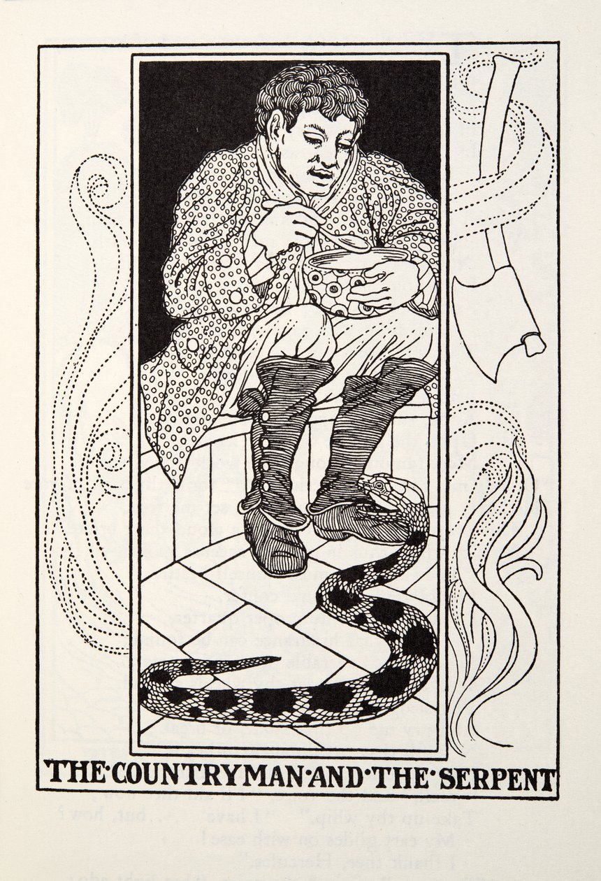 Il contadino e il serpente, dalle Favole di Fontaine da Percy J. Billingshurst