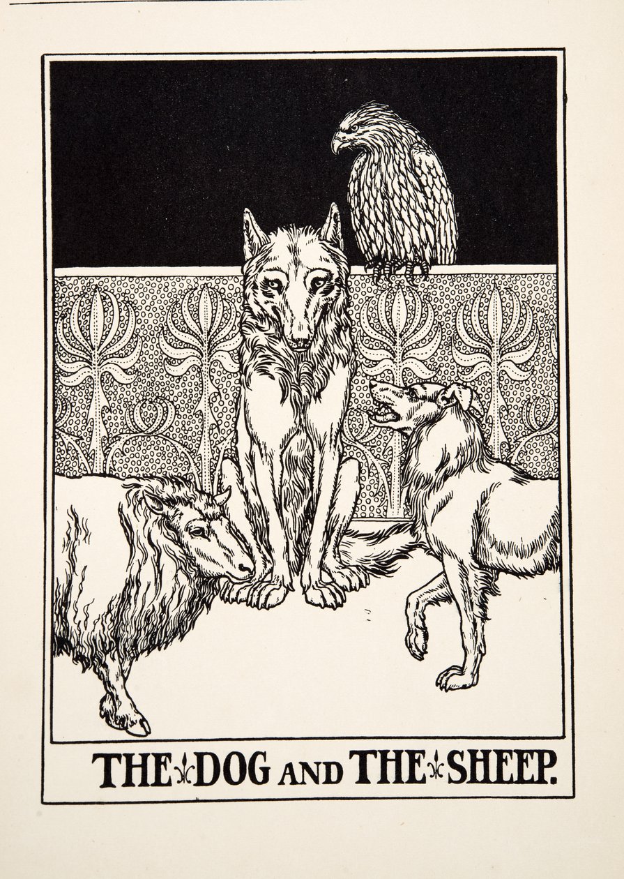 Il cane e la pecora, da Cento favole di Esopo, pub.1903 da Percy J. Billingshurst