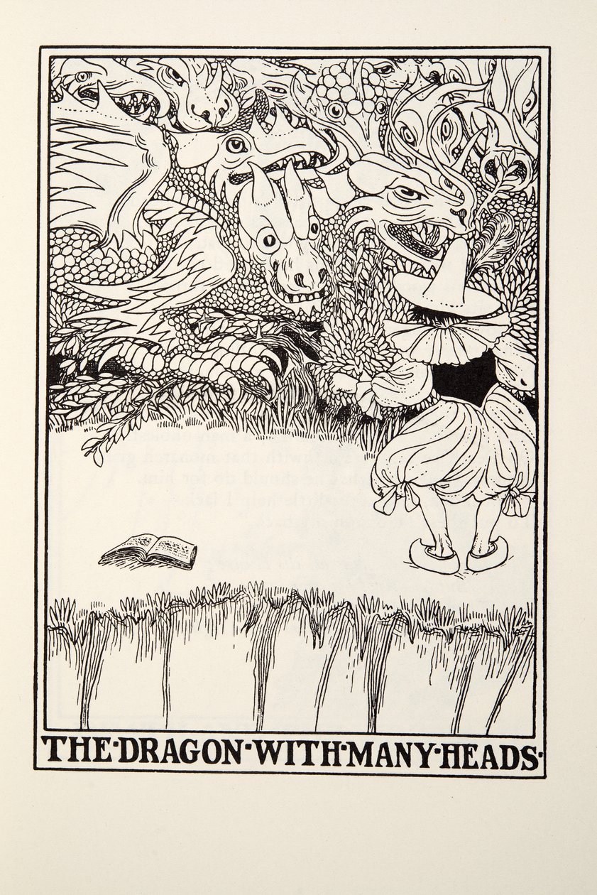 Il Drago con Molte Teste, da Fontaine Fables, pub. 1905 da Percy J. Billingshurst