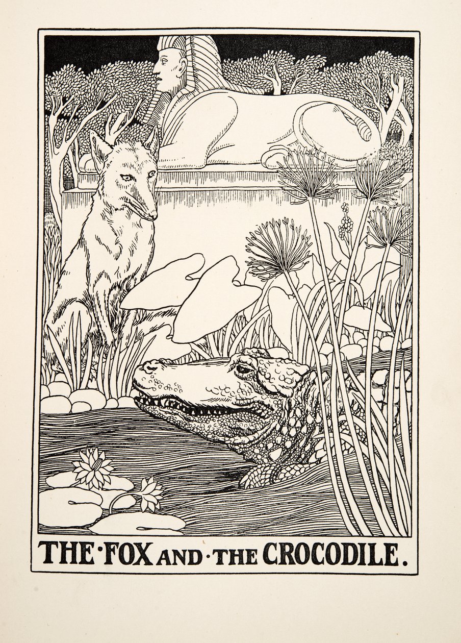 La Volpe e il Coccodrillo, da Cento Favole di Esopo, pub.1903 da Percy J. Billingshurst