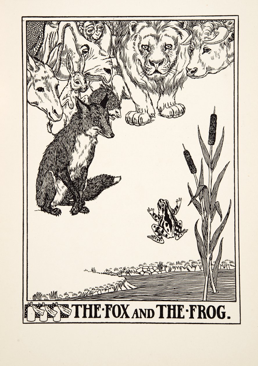 La Volpe e la Rana, da Cento Favole di Esopo, pub.1903 (incisione) da Percy J. Billingshurst