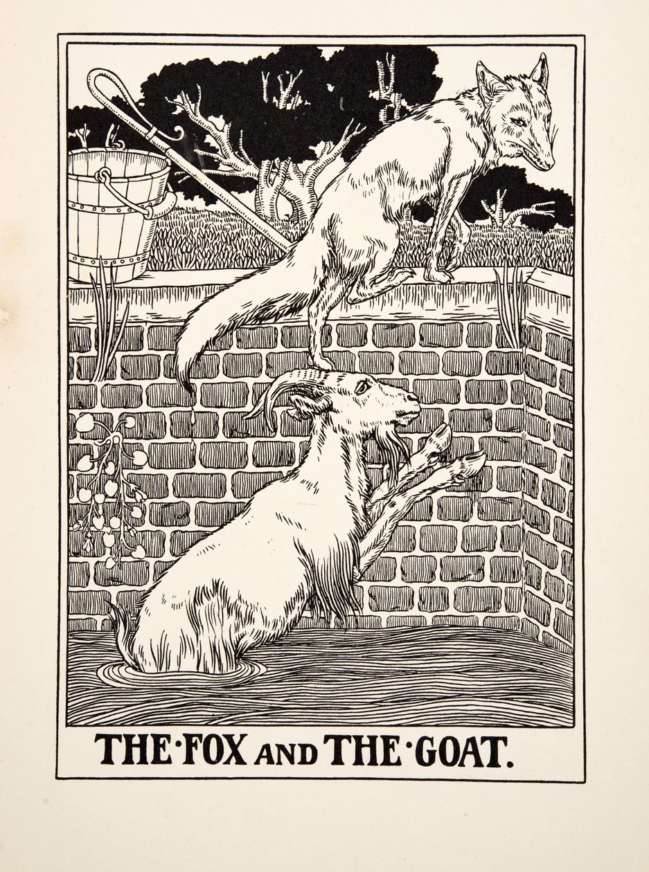 La Volpe e la Capra, da Cento Favole di Esopo, pub.1903 da Percy J. Billingshurst