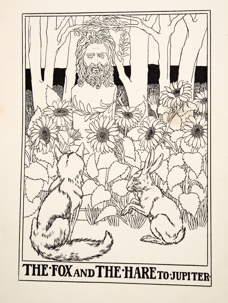 La Volpe e la Lepre a Giove, da Cento Favole di Esopo, pub.1903 da Percy J. Billingshurst