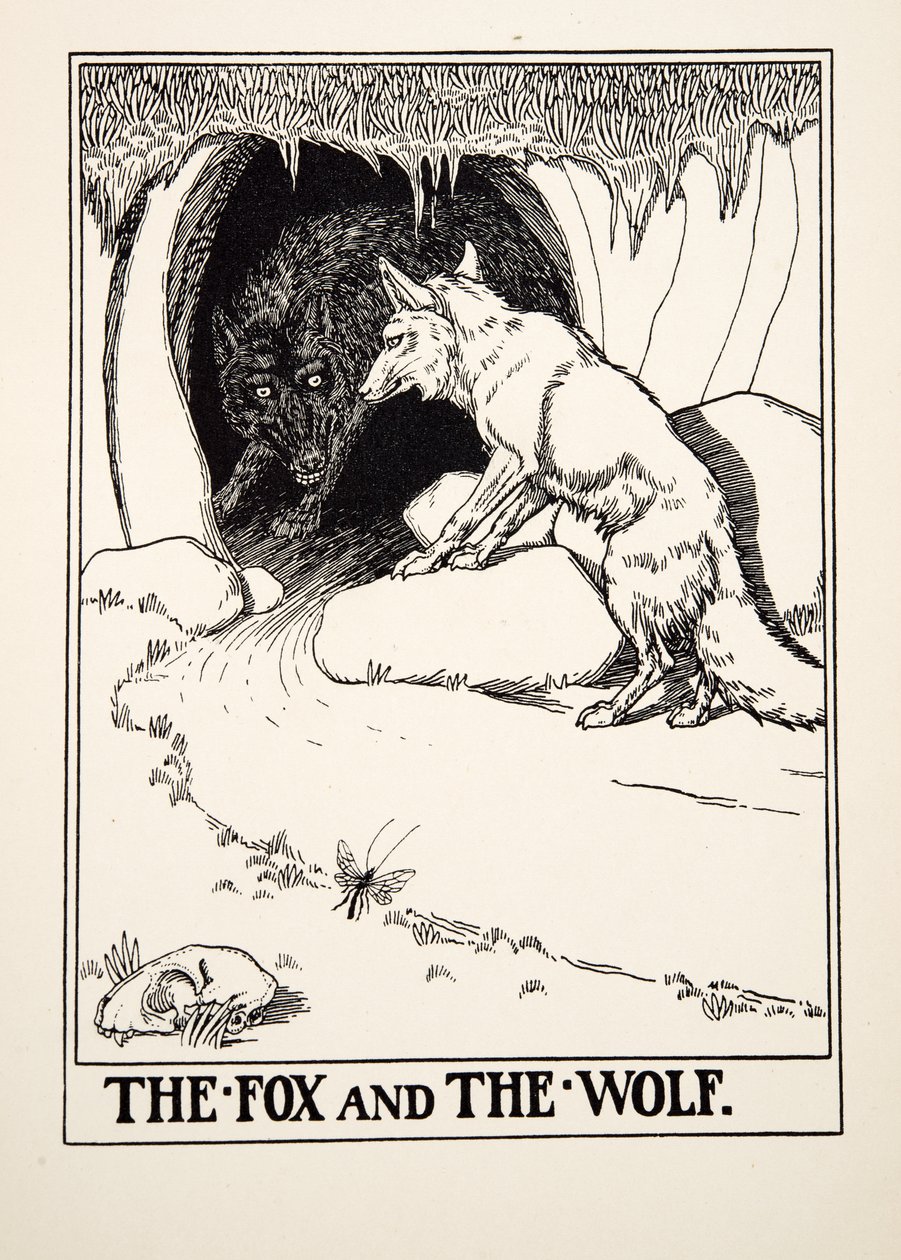 La volpe e il lupo, da Cento favole di Esopo, pub.1903 da Percy J. Billingshurst