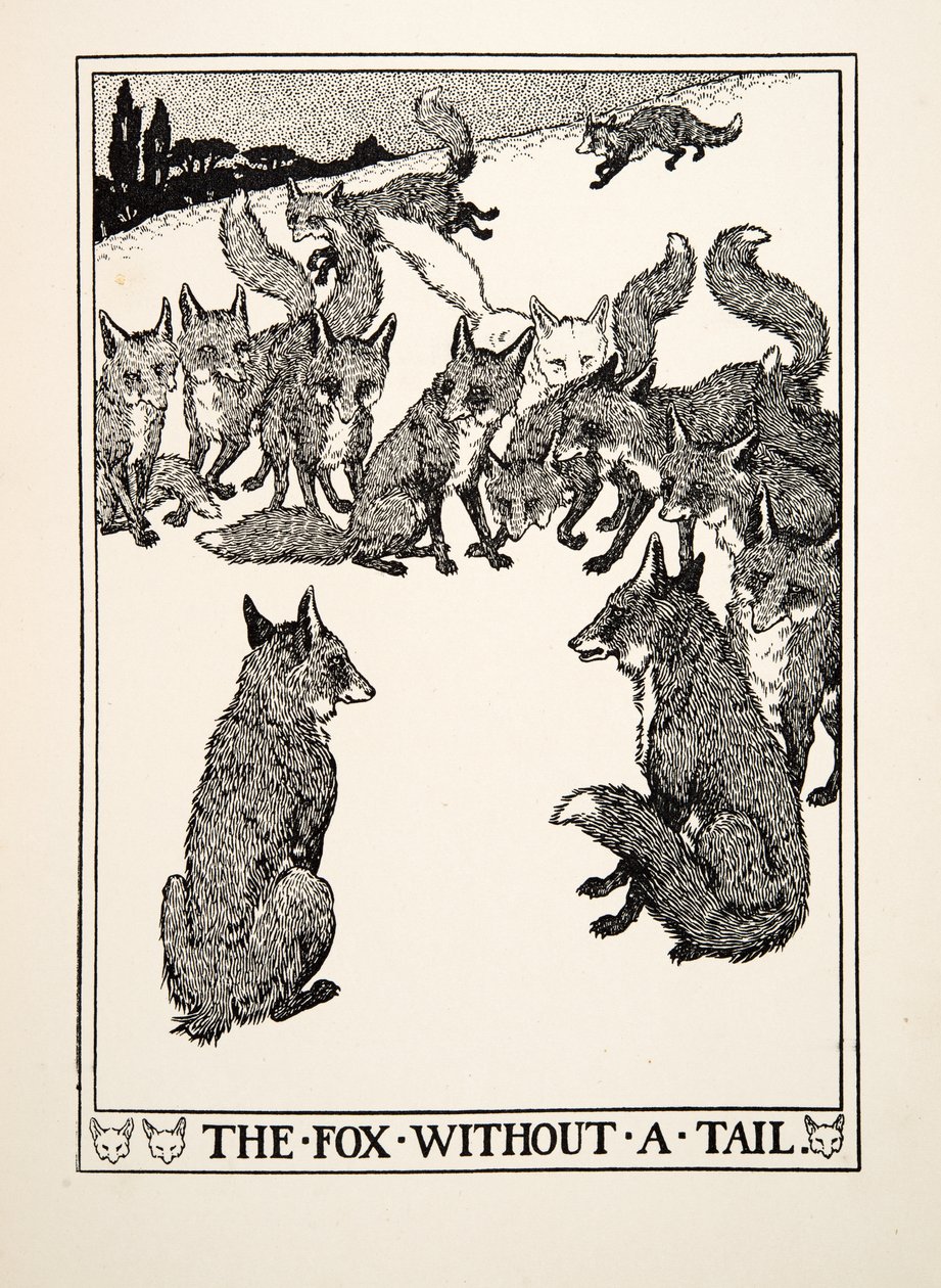 La Volpe senza Coda, da Cento Favole di Esopo, pub.1903 da Percy J. Billingshurst