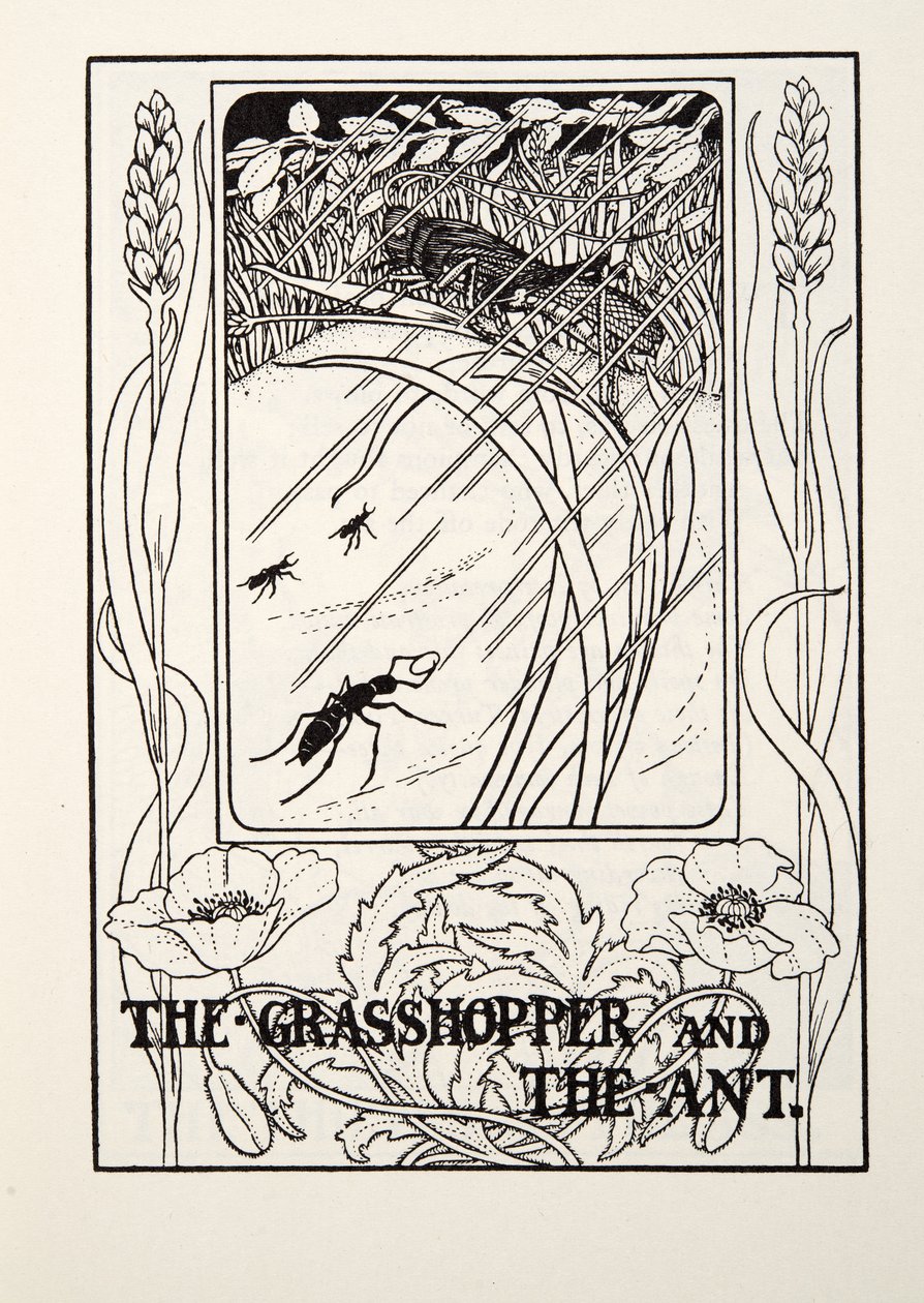 La cicala e la formica, dalle Favole di Fontaine, pub. 1905 da Percy J. Billingshurst