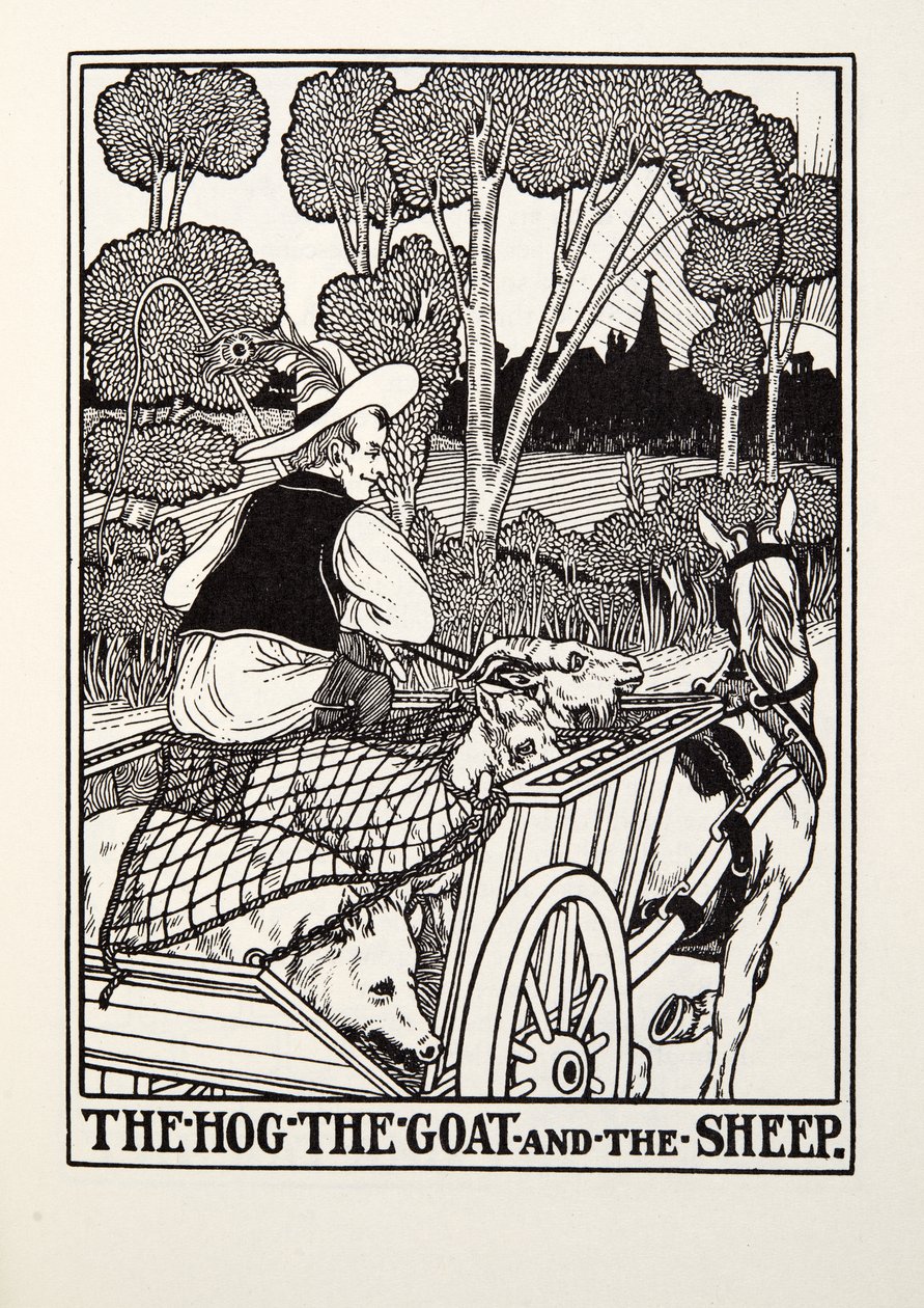 Il maiale, la capra e la pecora, dalle Favole di Fontaine da Percy J. Billingshurst