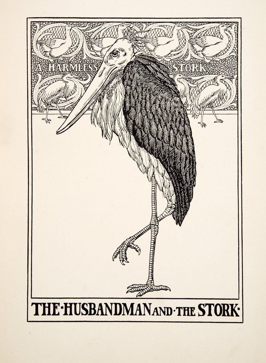 Il Contadino e la Cicogna, da Cento Favole di Esopo, pub.1903 da Percy J. Billingshurst