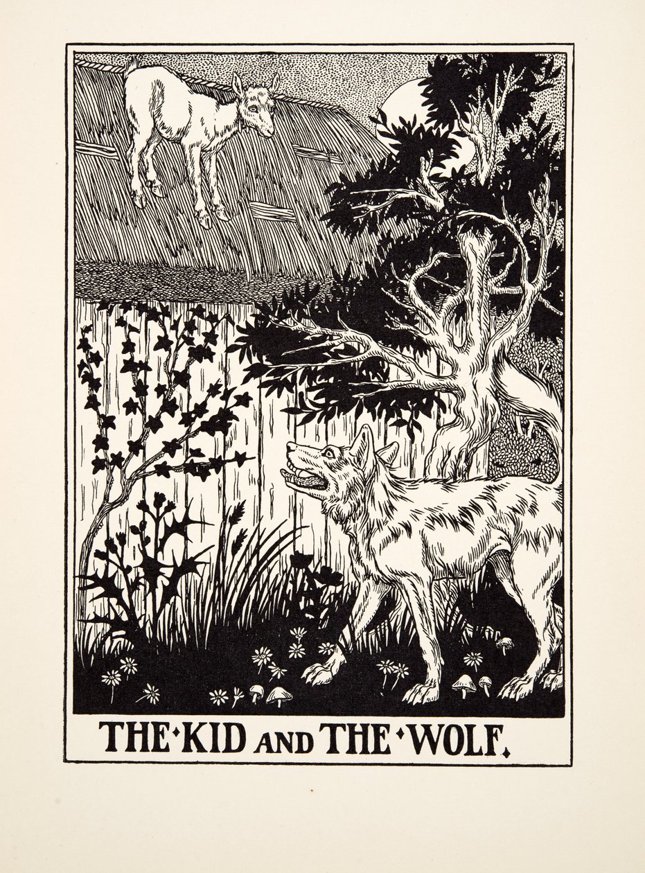 Il Capretto e il Lupo, da Cento Favole di Esopo, pub.1903 da Percy J. Billingshurst
