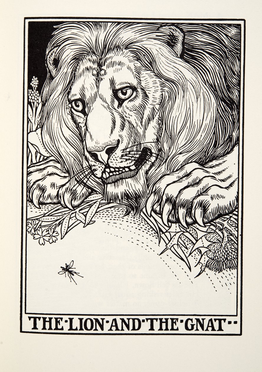 Il leone e il moscerino, dalle Favole di Fontaine da Percy J. Billingshurst