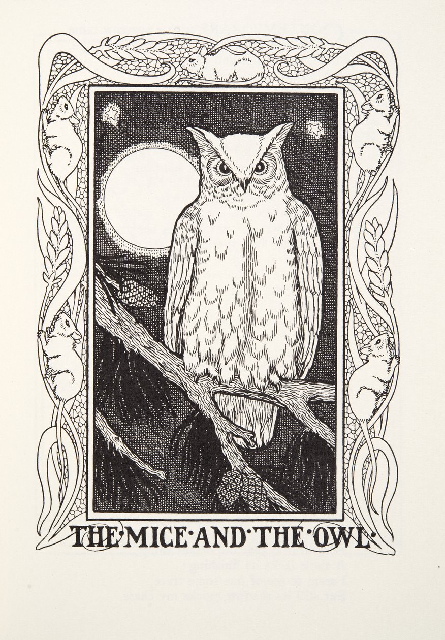 I topi e il gufo, da Fontaine Fables, pub. 1905 da Percy J. Billingshurst