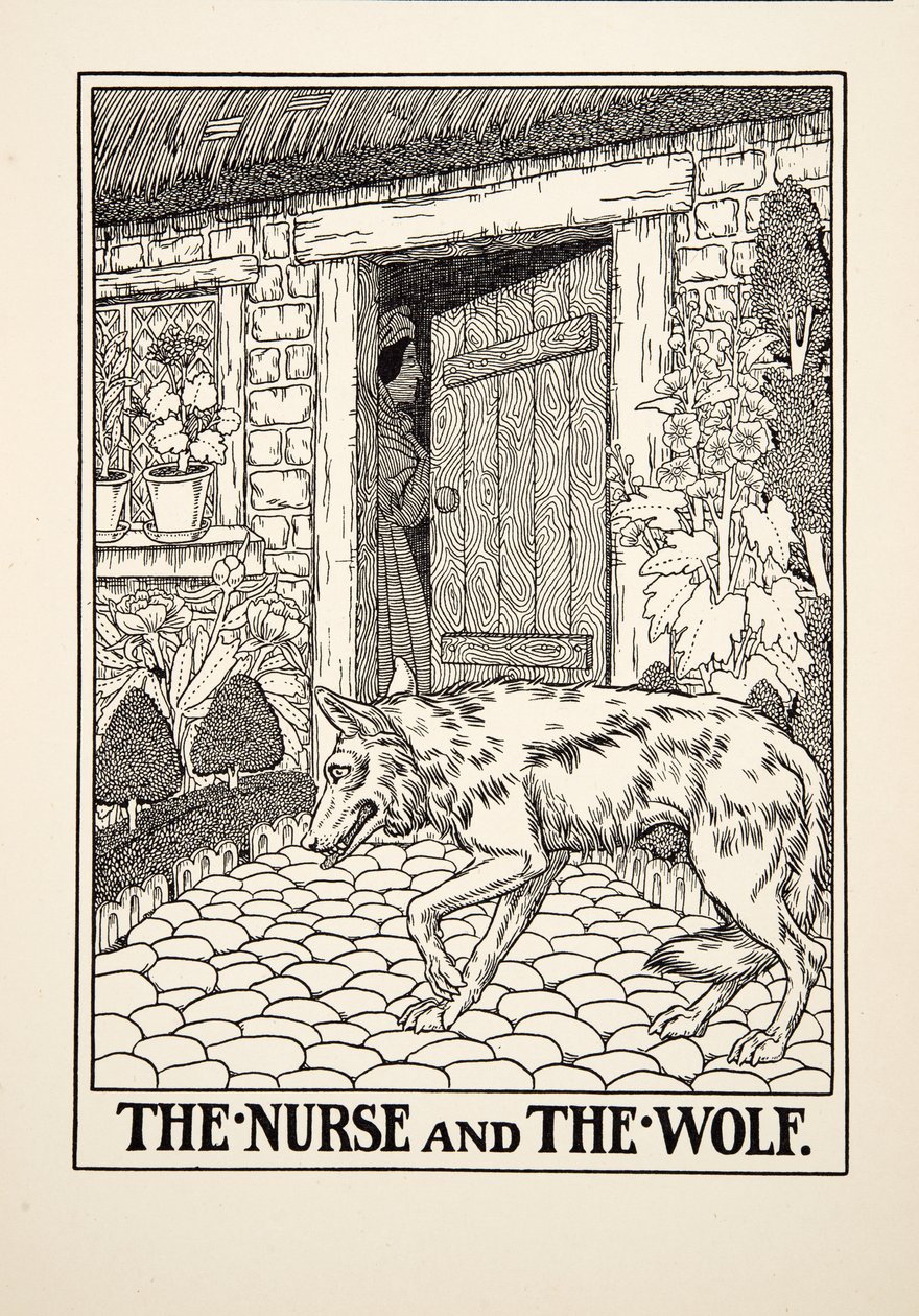 La Nutrice e il Lupo, da Cento Favole di Esopo, pub.1903 da Percy J. Billingshurst