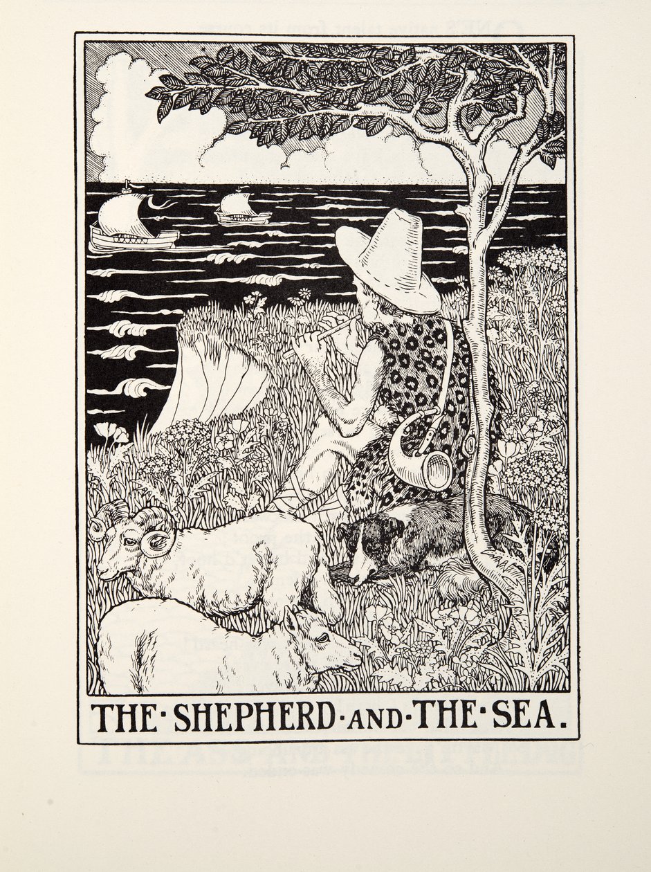 Il pastore e il mare, dalle Favole di Fontaine, pub. 1905 da Percy J. Billingshurst