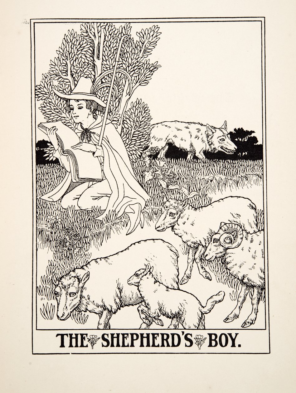 Il Ragazzo Pastore, da Cento Favole di Esopo, pub.1903 da Percy J. Billingshurst
