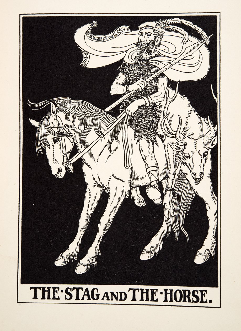 Il cervo e il cavallo, da Cento favole di Esopo, pub.1903 da Percy J. Billingshurst