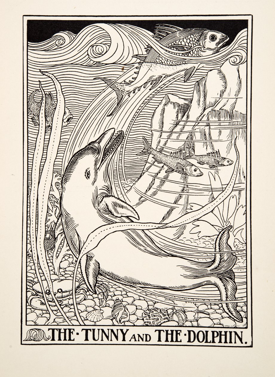 Il Tonno e il Delfino, da Cento Favole di Esopo, pub.1903 da Percy J. Billingshurst