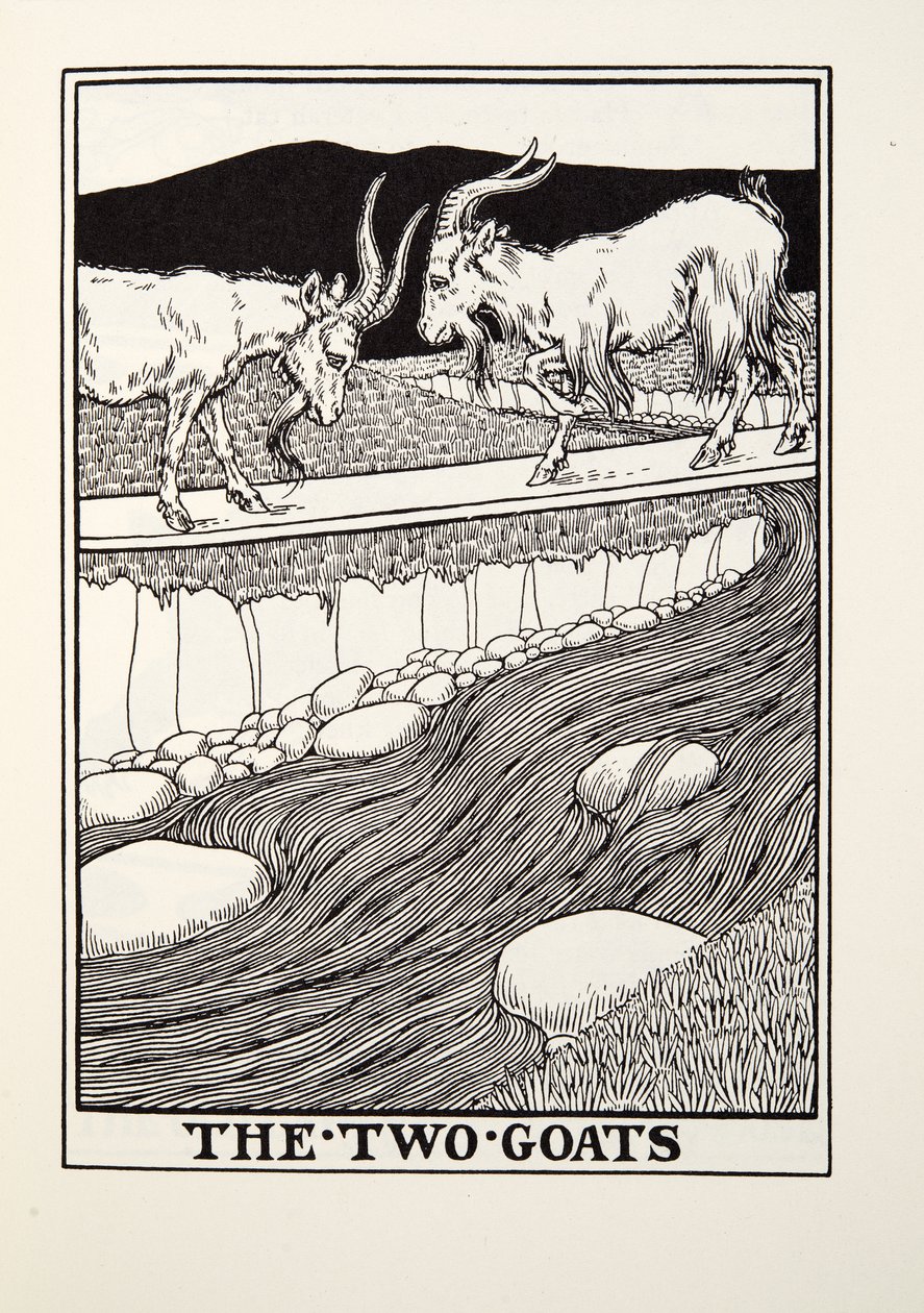 Le due capre, da Fontaine Fables, pub. 1905 da Percy J. Billingshurst