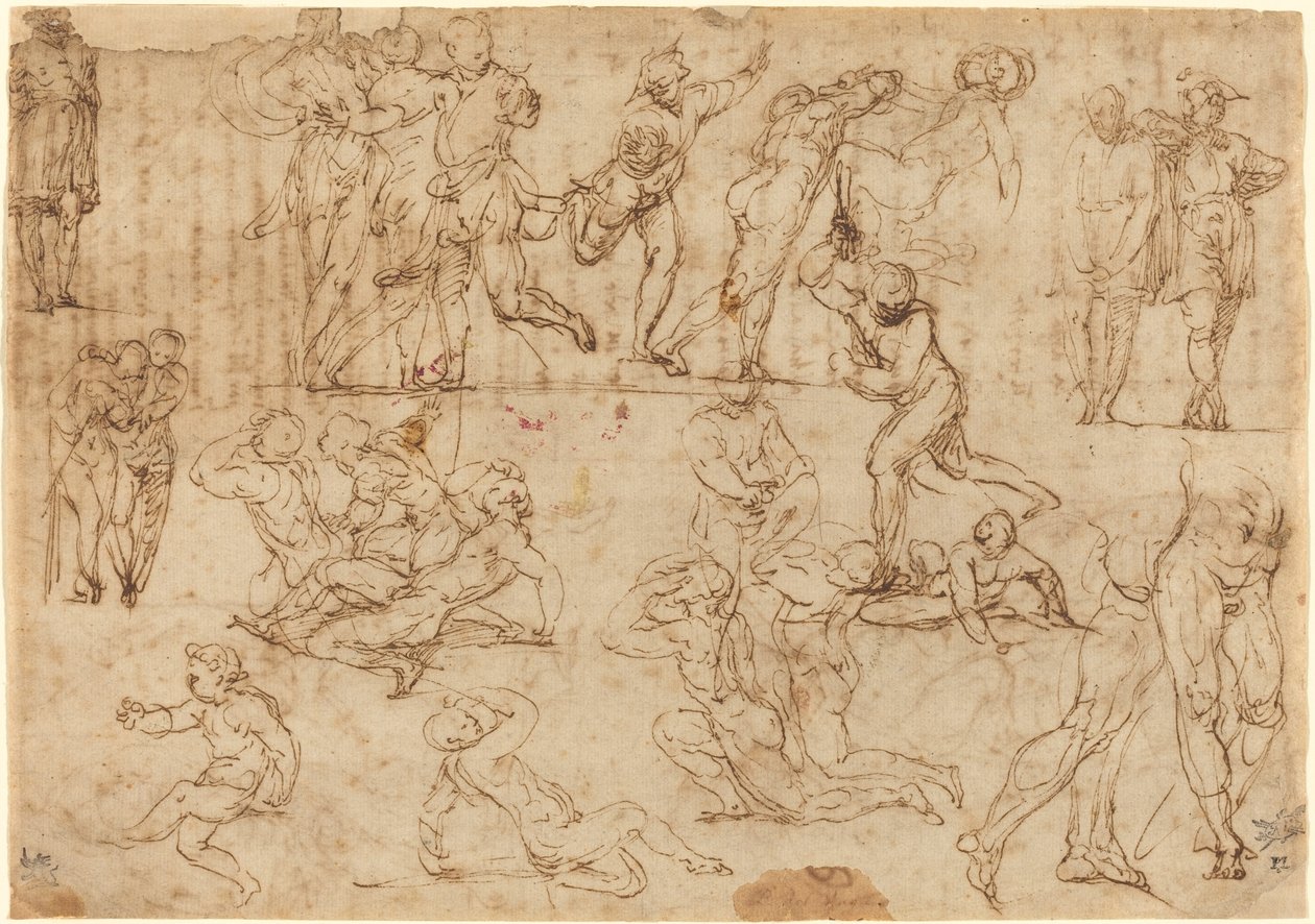 Studi di figure (recto) da Perino del Vaga