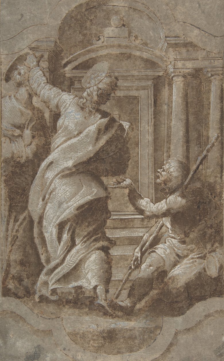 San Pietro e San Giovanni che guariscono un paralitico alla porta del tempio da Perino del Vaga