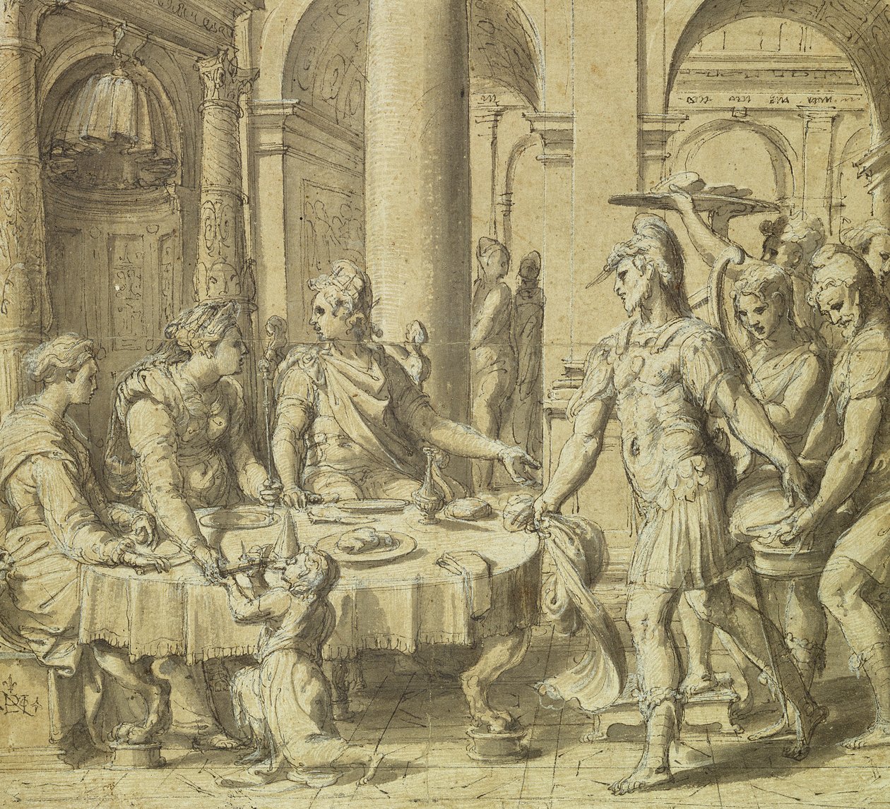 Il banchetto di Didone e Enea, modello per un arazzo nella serie della Storia di Enea, c.1532 da Perino del Vaga
