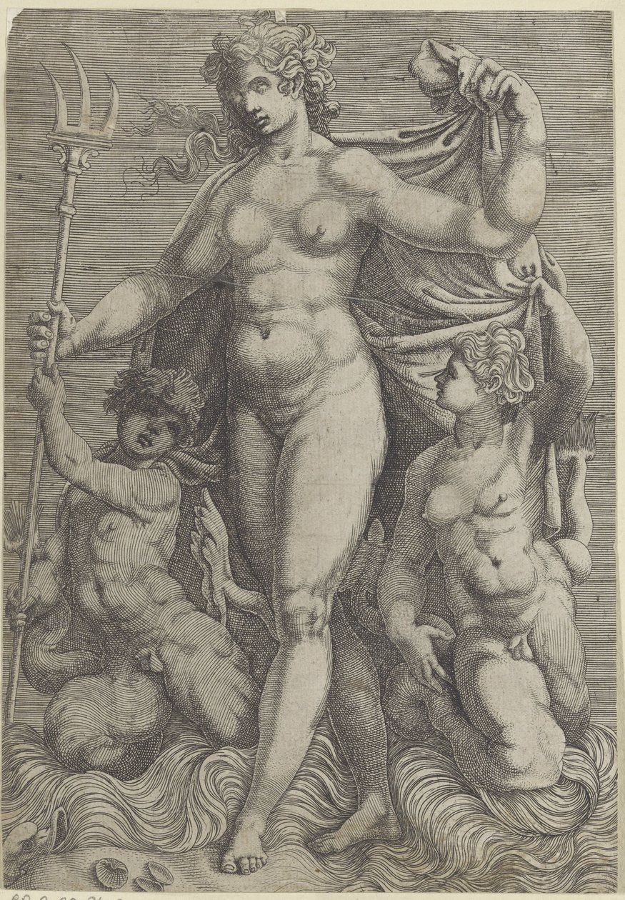 Teti con due tritoni (serie di Nettuno e Teti con dei marini e cavalli marini) da Perino del Vaga