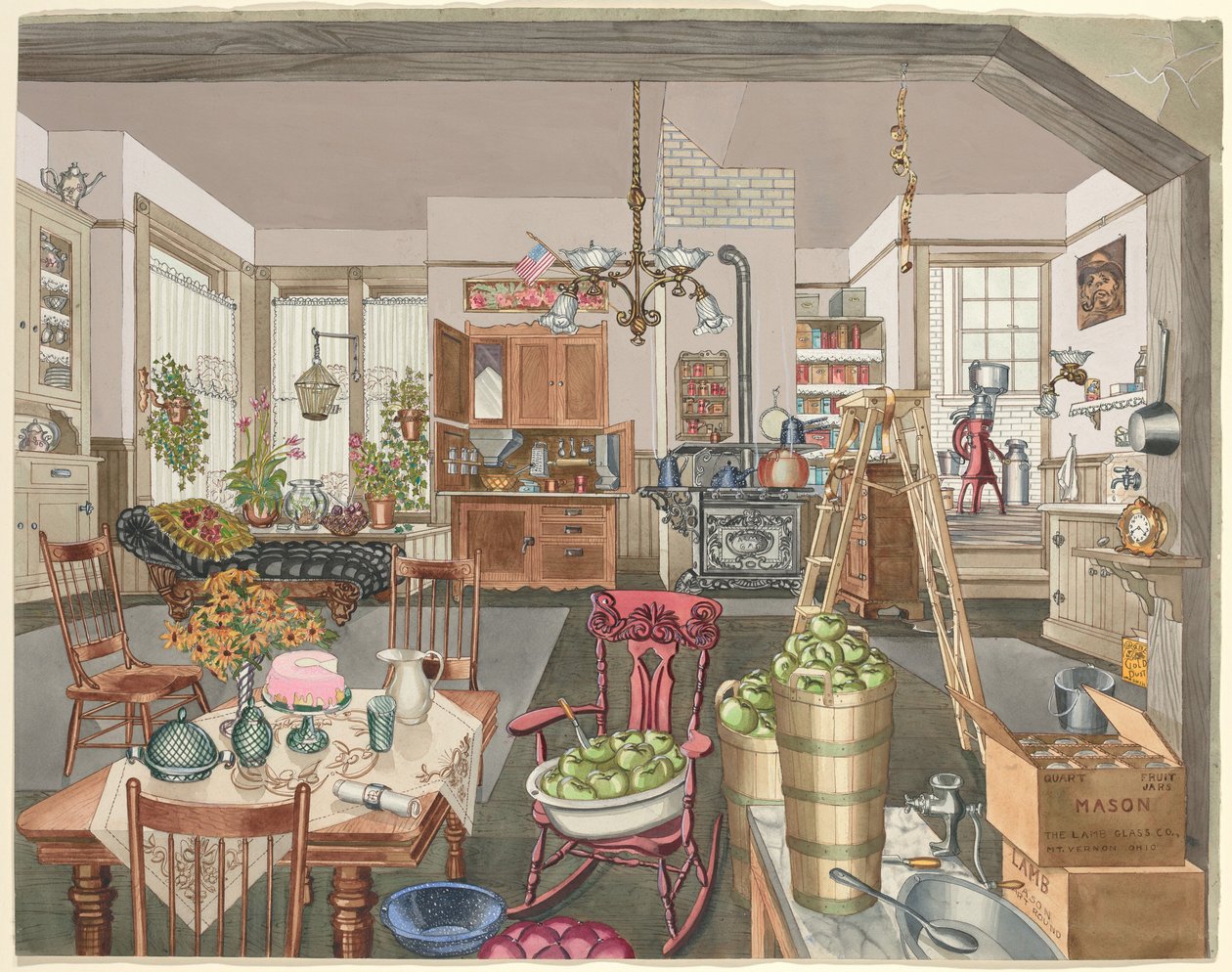 Cucina e sala da pranzo semi-rurale, 1910 da Perkins Harnly