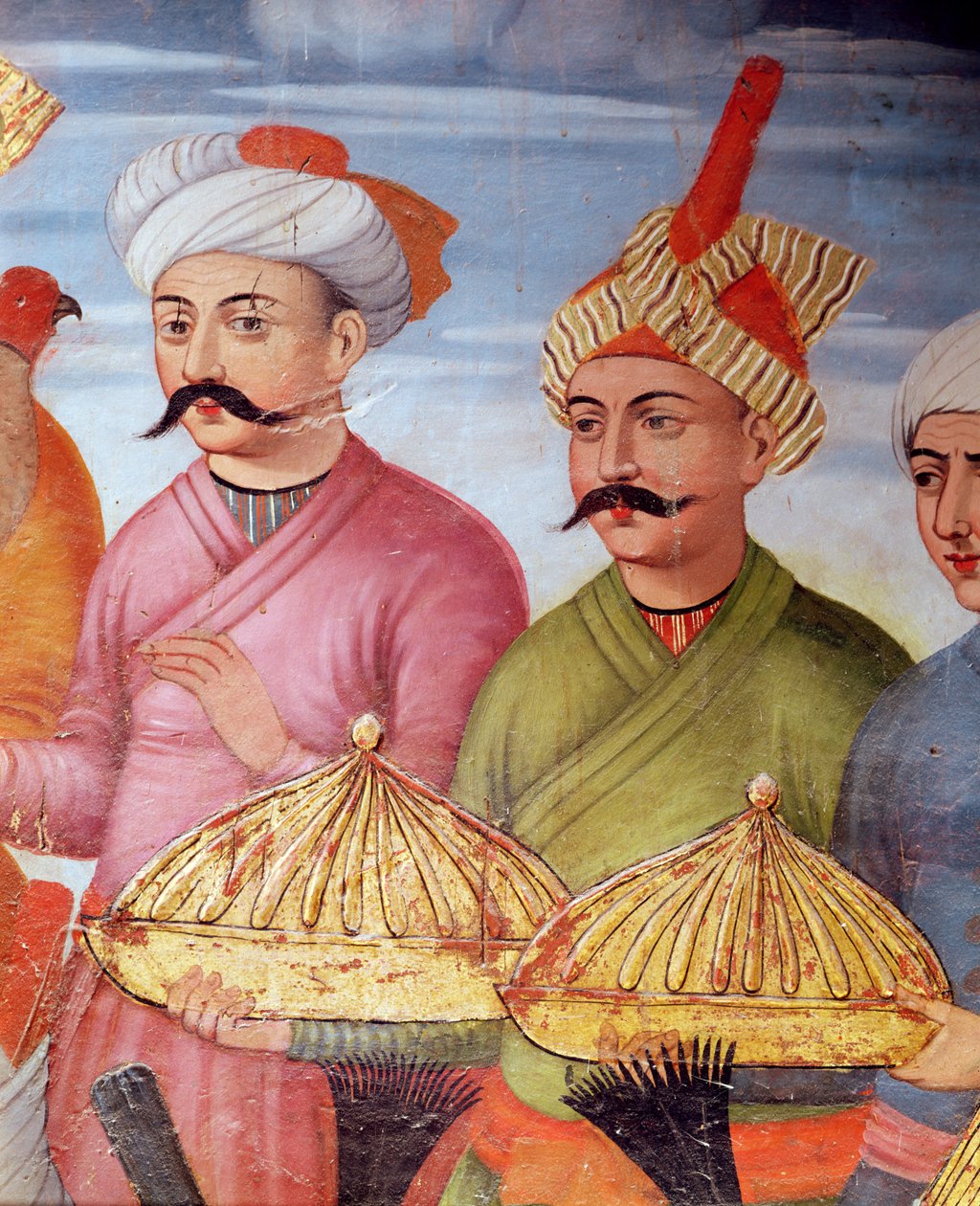 Opferträger bei der Empfangszeremonie für den Botschafter des Großmoguls am Hofe von Schah Tahmasp, 1573-76 (Detail) von Persian School