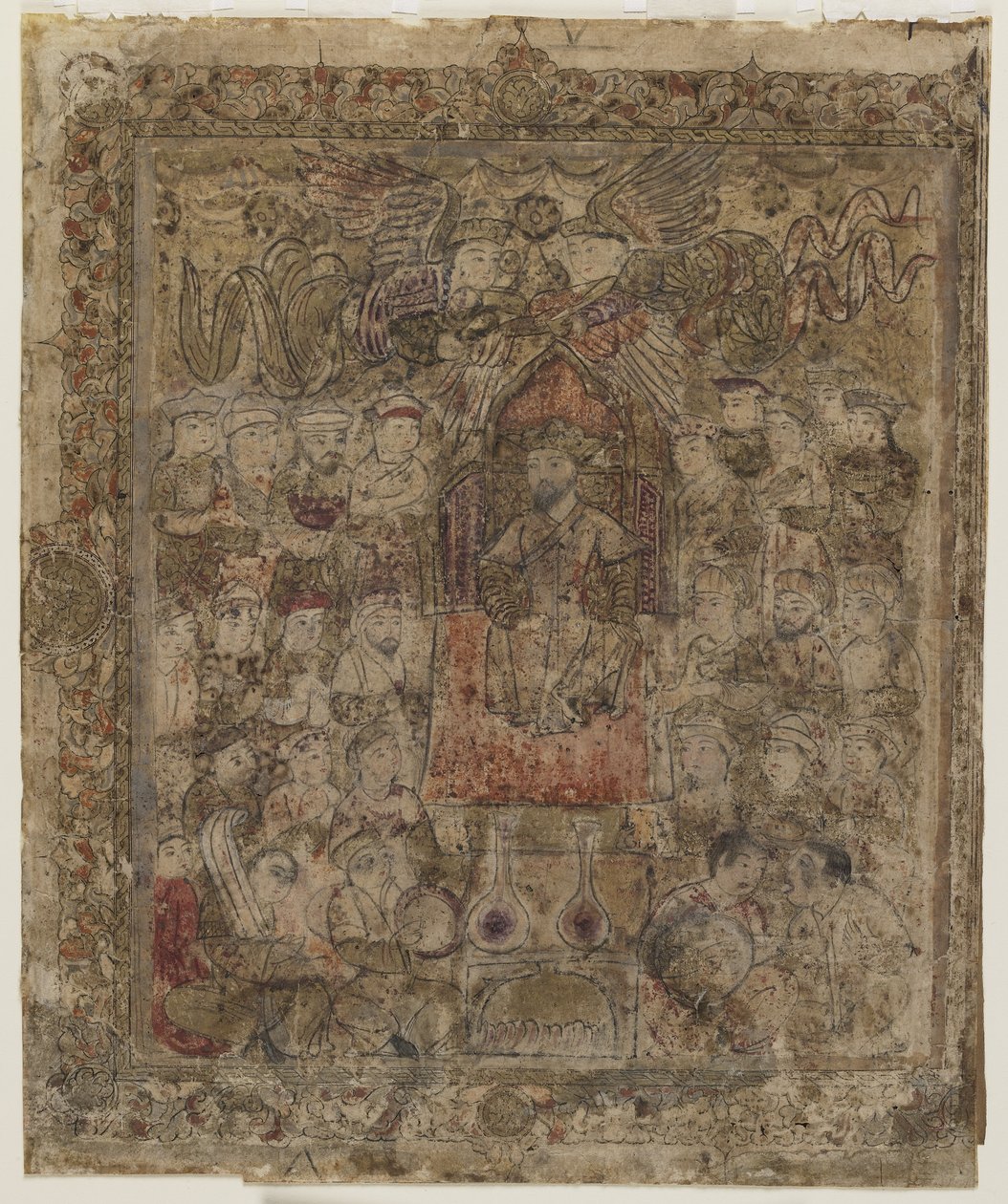 Un sovrano in trono, da uno Shahnama da Persian School