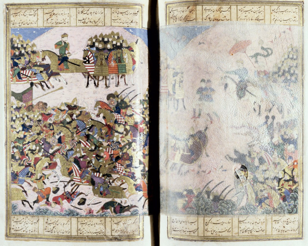 Battaglia tra Isfandiyar e Arjasp, illustrazione dallo Shahnama (Libro dei Re) da Persian School