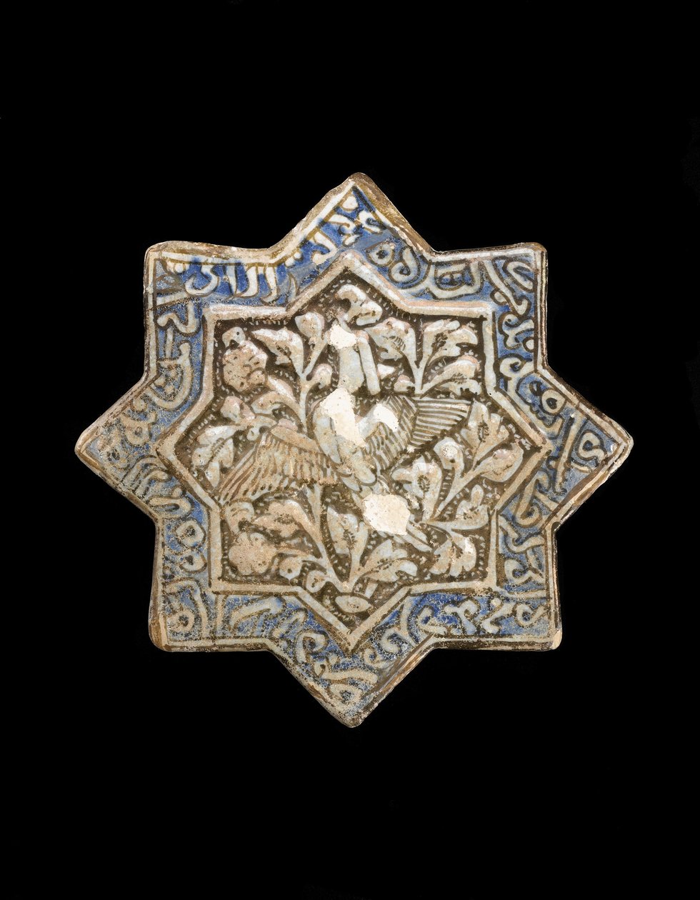 Piastrella a stella a otto punte, Iran, dinastia Il-Khanide da Persian School