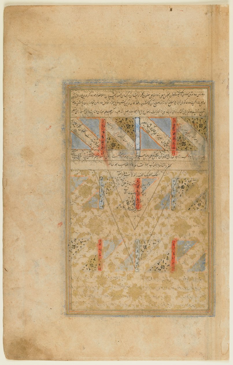 Foglio da un Rawdat al-safa (Giardino della Purezza) di Mirkhwand, Shiraz, Iran, periodo Safavide, 1571-72 da Persian School