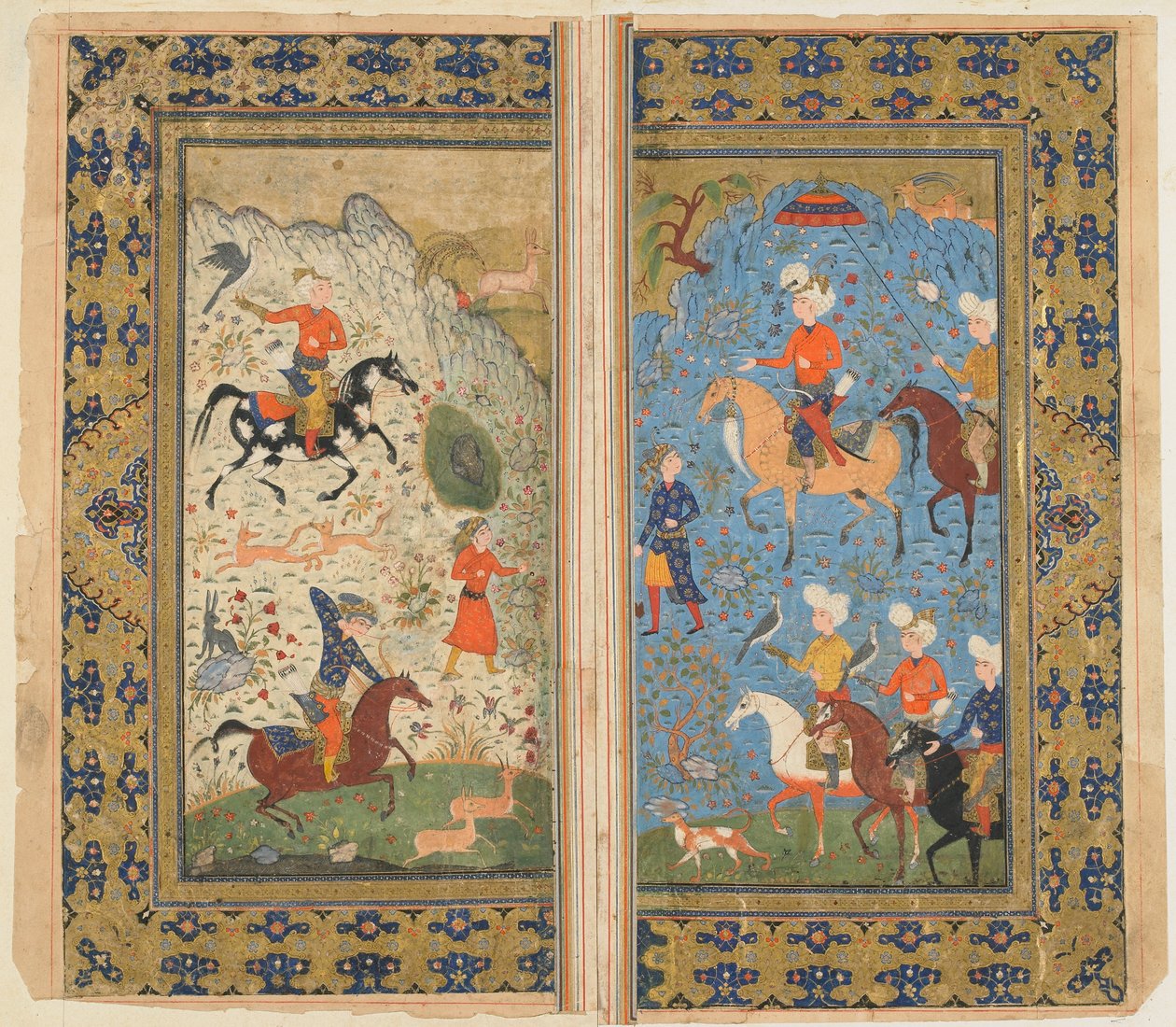 Folio da uno Shahnama (Libro dei Re) di Firdawsi; Una caccia reale, Iran, c.1590-1600 da Persian School