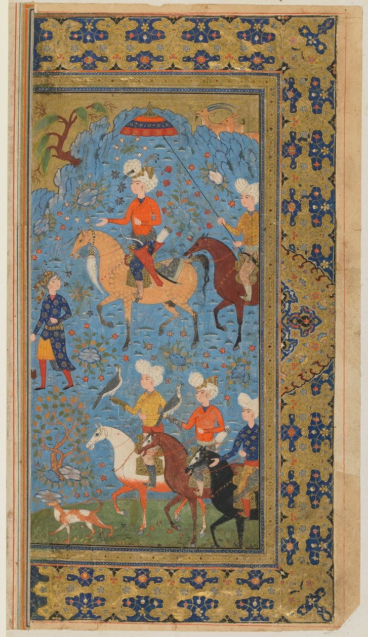Folio da uno Shahnama (Libro dei Re) di Firdawsi; Una caccia reale, Iran, c.1590-1600 da Persian School