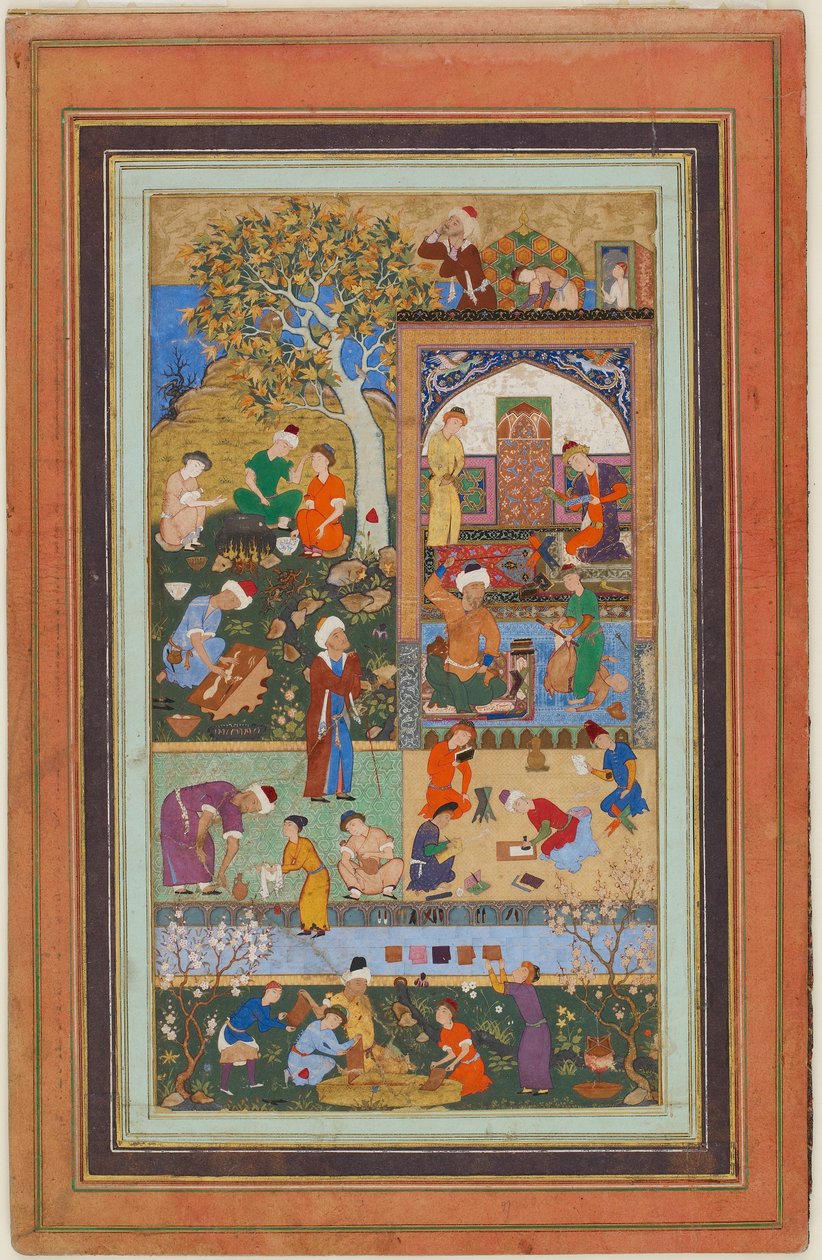 Folio da un album; Una scena scolastica, Tabriz, Iran, periodo Safavide, c.1540 da Persian School