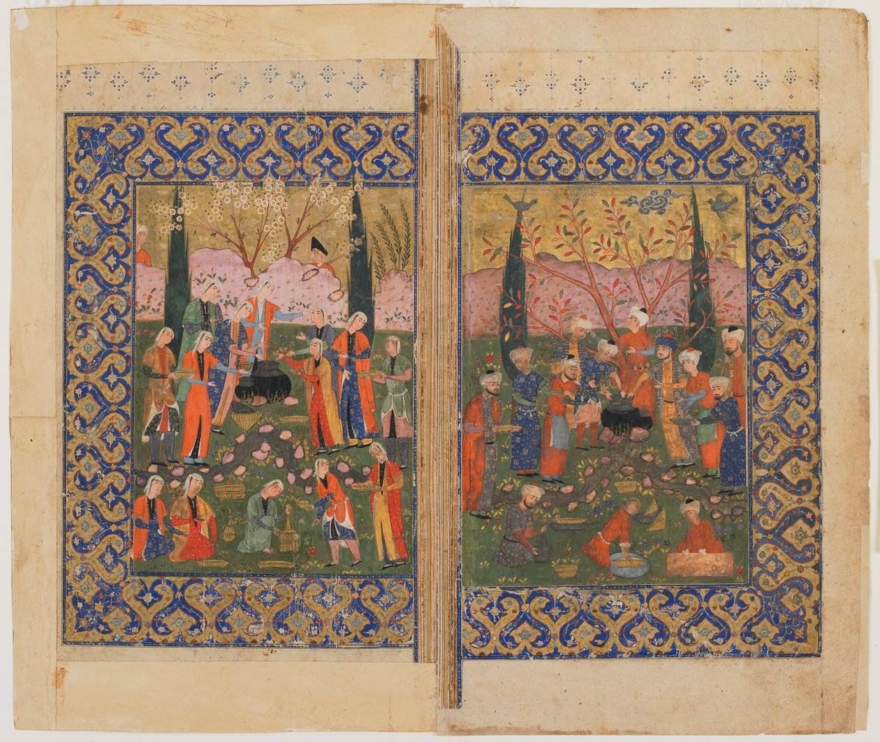 Folio da un testo non identificato; verso: Sulayman sul trono, Shiraz, Iran, c.1560-70 da Persian School