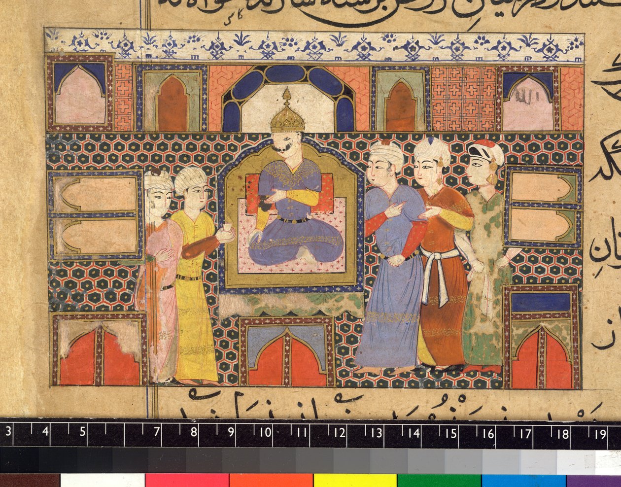 Ghiyath al-Din sul trono da Persian School
